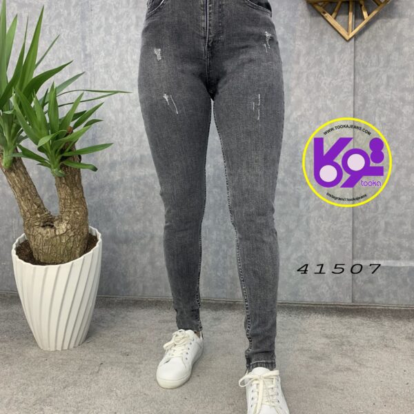 شلوار جین زنانه جذب طوسی تیره41507