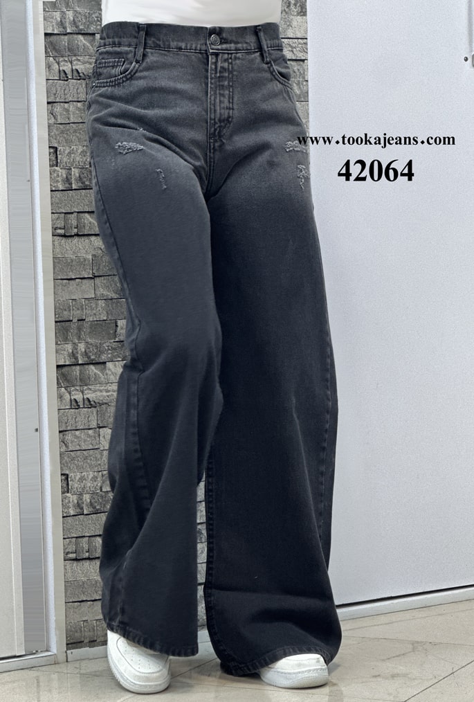 42064-2-min.jpg شلوار جین زنانه بگ ذغالی 42064 - تصویر 1