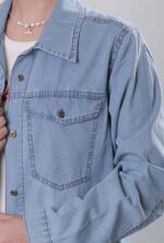 شومیز جین کاغذی 42291 - تصویر 3